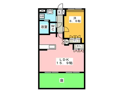 ルミナスハイム A(1LDK/1階)の間取り写真