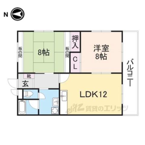 メゾンフルール(2LDK/2階)の間取り写真