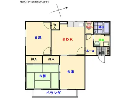 ハイカムールやよい(3DK/2階)の間取り写真