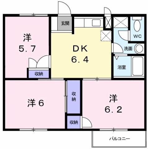 マツモトGマンションA(3DK/2階)の間取り写真