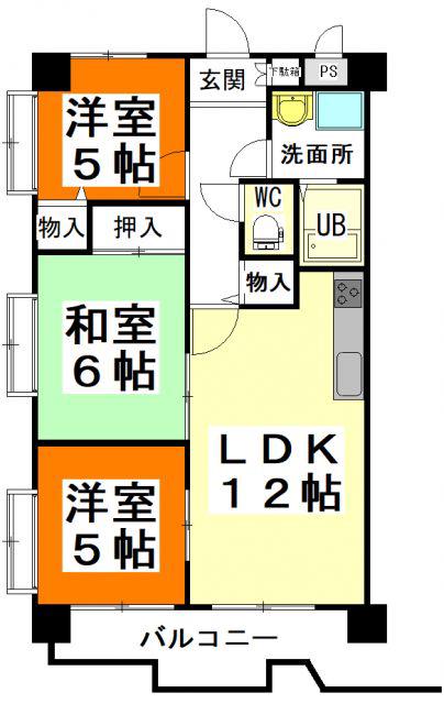 清水マンション(3LDK/2階)の間取り写真