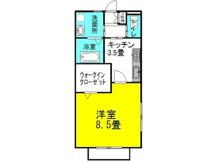 グラシアス・レオーネII(1K/1階)の間取り写真
