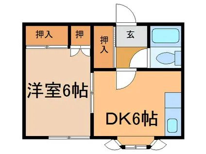 沼口ハイツ(1DK/2階)の間取り写真