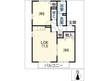 シェモア白山(2LDK/2階)の間取り写真