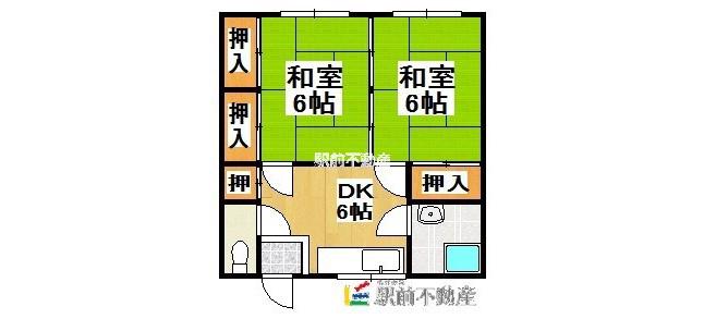 小川アパート(2DK/2階)の間取り写真