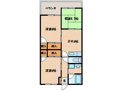 ティアラパレス(3DK/1階)の間取り写真