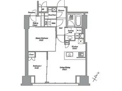 レキシントンスクエア白金高輪(2LDK/11階)の間取り写真