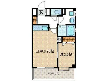 フォンティーヌ荒江(1LDK/4階)の間取り写真
