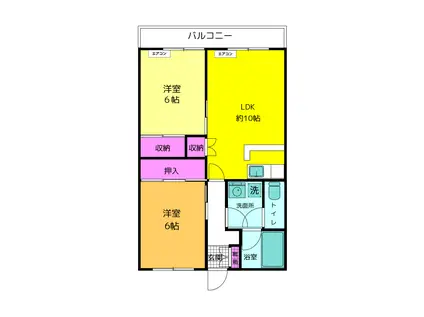グレースマンション杏林(2LDK/3階)の間取り写真