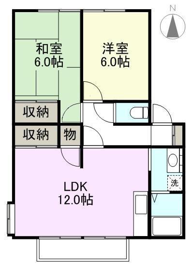 グランコート国分寺A・B(2LDK/2階)の間取り写真