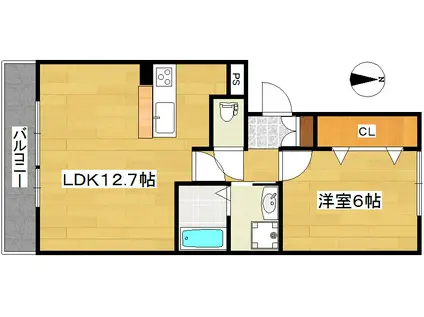 SALA城ノ内(1LDK/2階)の間取り写真