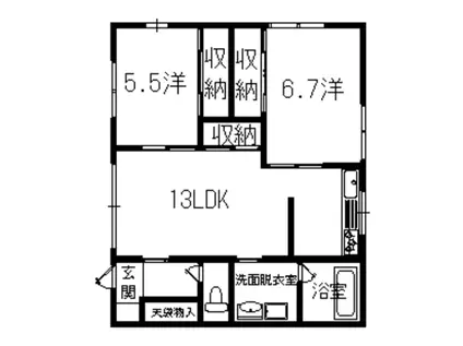 アンジェリコ(2LDK/1階)の間取り写真