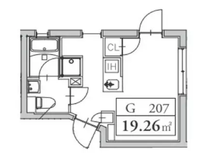 ミレドゥーエ下北沢I(ワンルーム/2階)の間取り写真