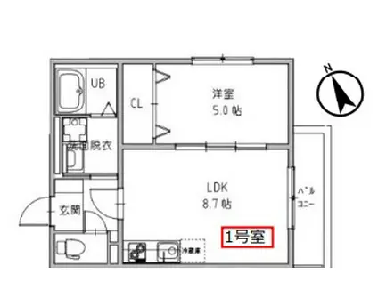 オガールコートフセ(1LDK/2階)の間取り写真
