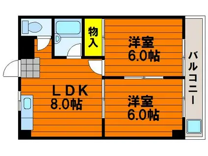 メゾンフルール(2LDK/3階)の間取り写真