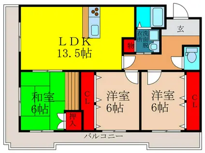リバ-ジョイントII(3LDK/2階)の間取り写真