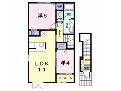 リス ブラン(2LDK/2階)の間取り写真