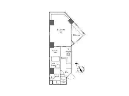 KDXレジデンス麻布仙台坂(1K/7階)の間取り写真