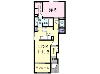 アドヴァン A(1LDK/1階)の間取り写真