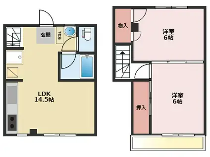 プラトウハウス(2LDK/2階)の間取り写真