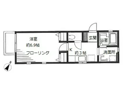 アンジェリーク上永谷(1K/2階)の間取り写真
