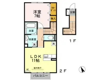 エスペランサ (1LDK/2階)の間取り写真