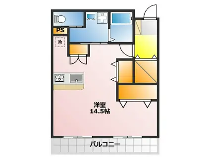 アヴィル旭町II(ワンルーム/2階)の間取り写真