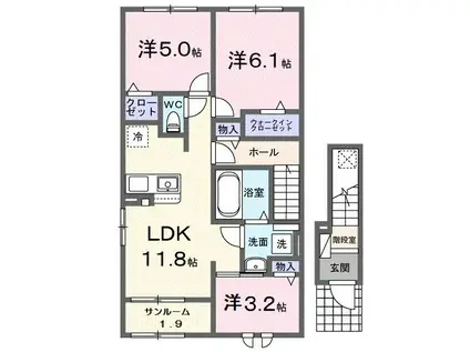 リバティ I(3LDK/2階)の間取り写真