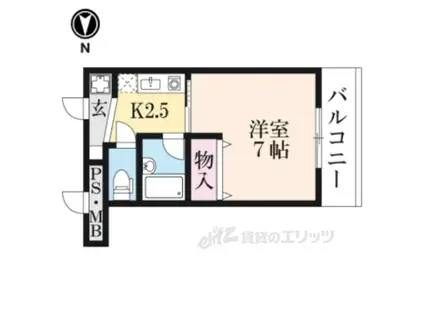 サンタウン竹鼻B棟(1K/4階)の間取り写真