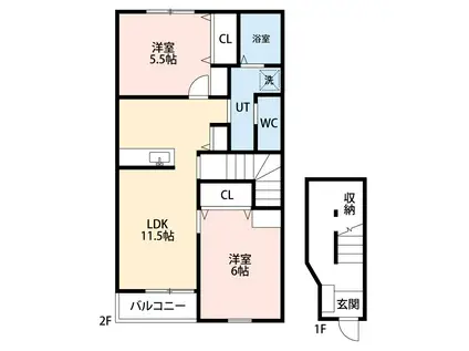 マノワール上里(2LDK/2階)の間取り写真