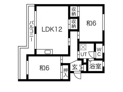 ミヤビメゾンB(2LDK/1階)の間取り写真