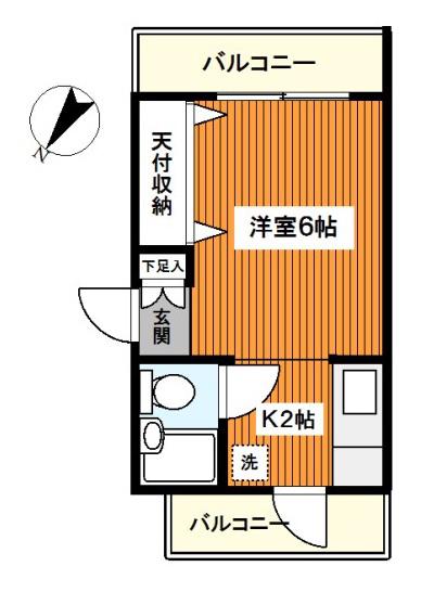 Kパレスレンガ坂(1K/3階)の間取り写真