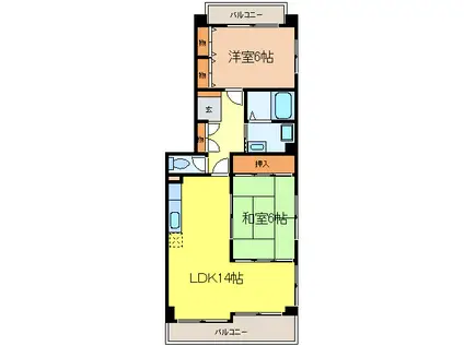アズマビル(2LDK/2階)の間取り写真