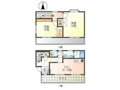 パールハイム(2DK/1階)の間取り写真