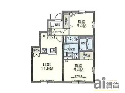 プロテージハウスA(2LDK/1階)の間取り写真