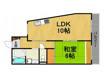 ヴィラ桜ヶ丘(1LDK/2階)の間取り写真