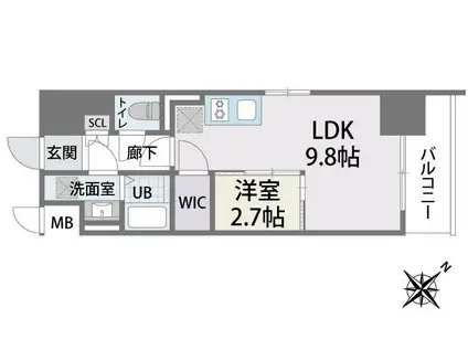 ラクラス博多Ⅱ(1LDK/5階)の間取り写真