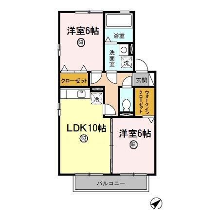 シャルマン若杉A(2LDK/2階)の間取り写真