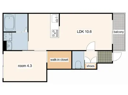 ラヴィエール(1LDK/1階)の間取り写真