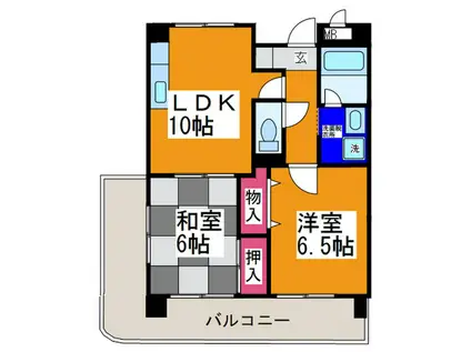 シャルマンコート喜志(2LDK/6階)の間取り写真