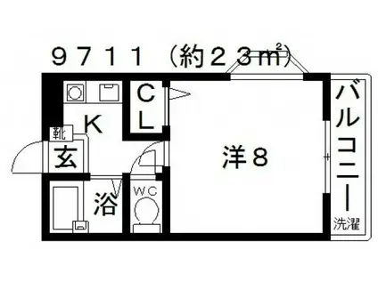 コンチネンタル春日丘(1K/1階)の間取り写真
