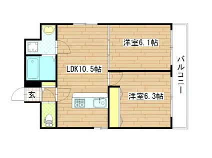 K-1二日町(2LDK/7階)の間取り写真