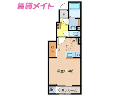 サンポーチ東方 A(ワンルーム/1階)の間取り写真