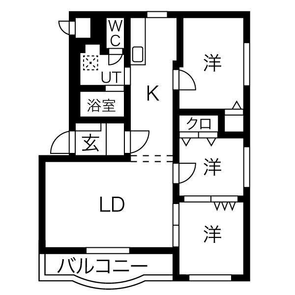 華美が丘六番館(3LDK/2階)の間取り写真