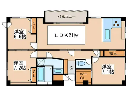 ル・ジャルダン・デュ・オークラ(3LDK/1階)の間取り写真