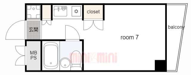 キューブ東塚口(ワンルーム/5階)の間取り写真