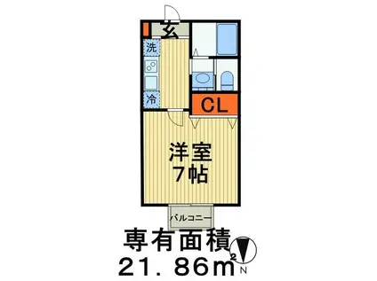 インフィナ四街道(1K/2階)の間取り写真