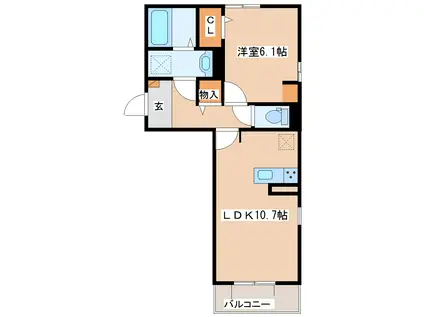 レフアなないろの里(1LDK/1階)の間取り写真