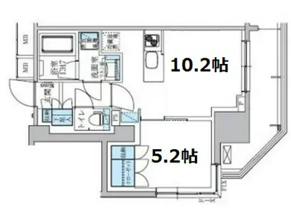 パークアクシス上野三丁目(1LDK/8階)の間取り写真