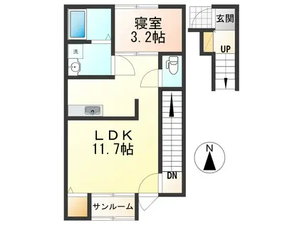 ORCAI(1LDK/2階)の間取り写真